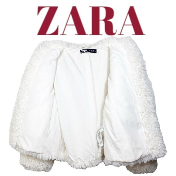 NWOT ZARA *BLOGGER FAVORITE* Faux Fur Fluffy White Snow Bunny Teddy Jacket Large - Picture 6 of 14